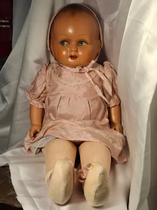 Bambola vintage anni '40 h.55cm da collezione.