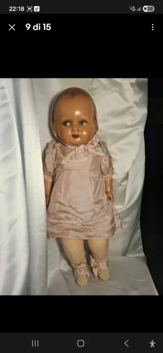 Bambola vintage anni '40 h.55cm da collezione.