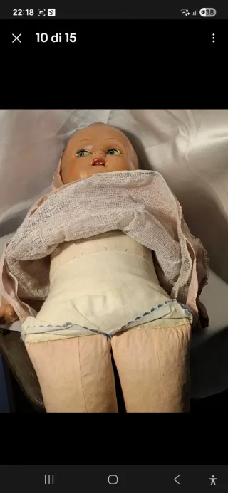 Bambola vintage anni '40 h.55cm da collezione.