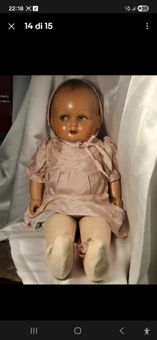 Bambola vintage anni '40 h.55cm da collezione.