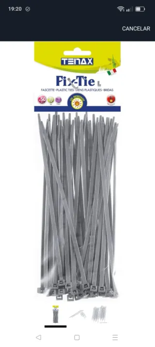 50 Bridas Plástico Gris 20cm TENAX