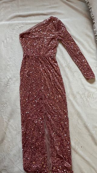 Vestido lentejuelas rosa y dorado