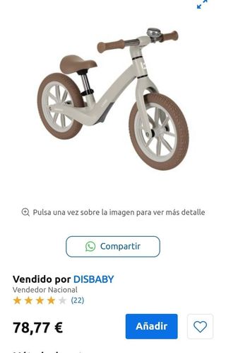 Lanser KikkaBoo Bicicleta Equilibrio 12″ Gris