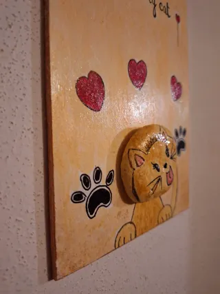 Quadretto con gattino dipinto su pietra