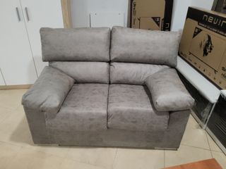 Sofá 2 plazas gris tela