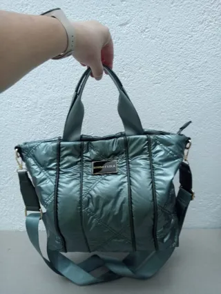 Borsa metallizzata Bimba y Lola grigio/verde