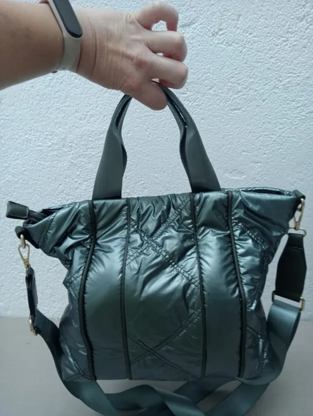 Borsa metallizzata Bimba y Lola grigio/verde