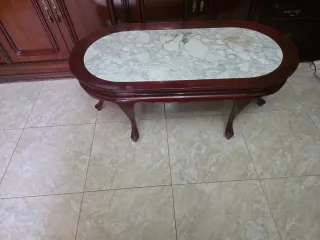Mesa de centro madera y mármol..
