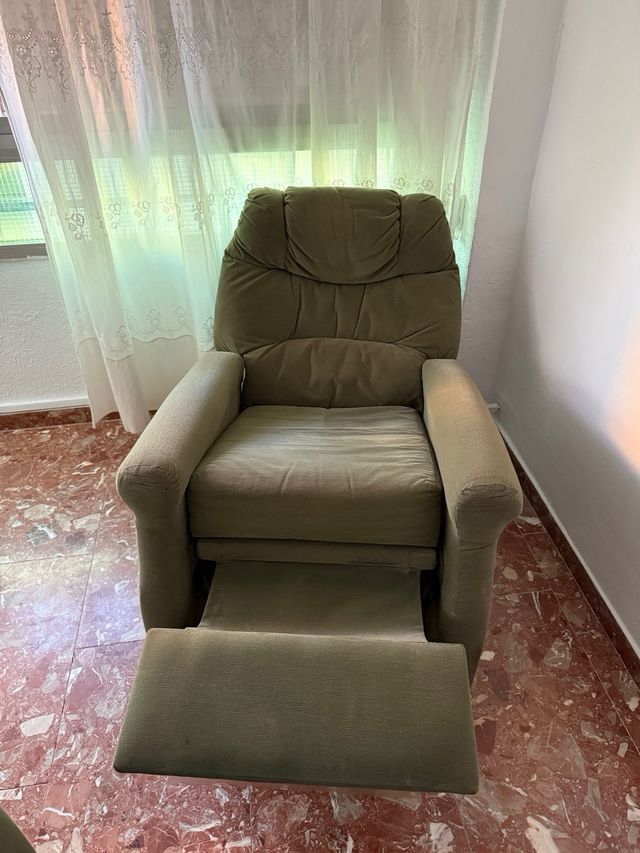 Sillón relax tela verde