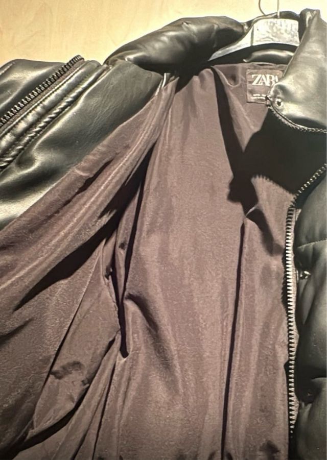 Piumino Zara similpelle nero taglia s