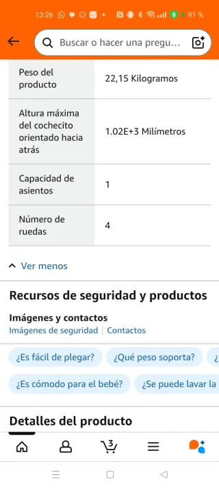 Cochecito Bebé 3 Piezas + Accesorios