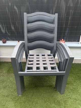 Juego 6 Sillas grandes de Exterior. Metal Gris