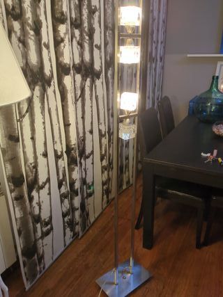 Lámpara de pie cristal y metal con regulador