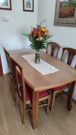 Mesa comedor y 4 sillas madera