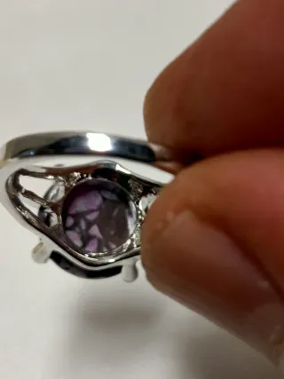 NUEVO,Anillo Acero y Piedra Natural Morada