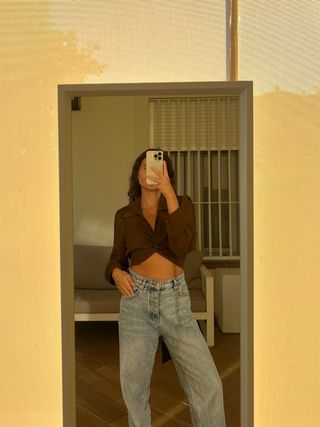 Blusa marrón chocolate lazo en espalda