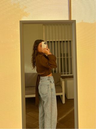 Blusa marrón chocolate lazo en espalda