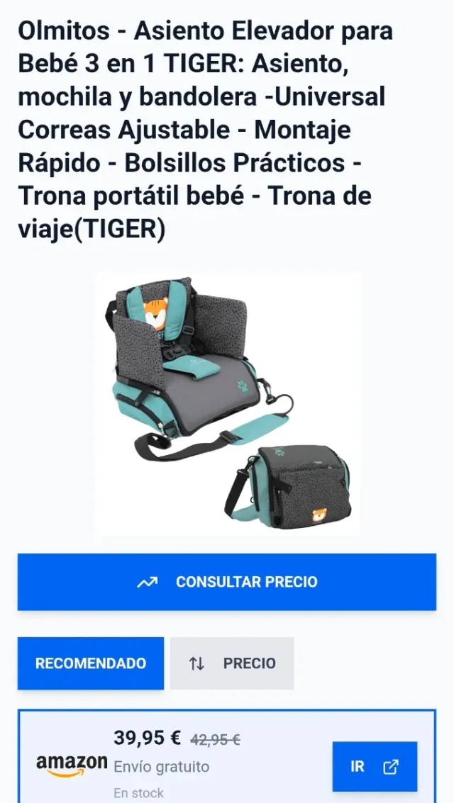 Asiento elevador Olmitos 3 en 1 TIGER