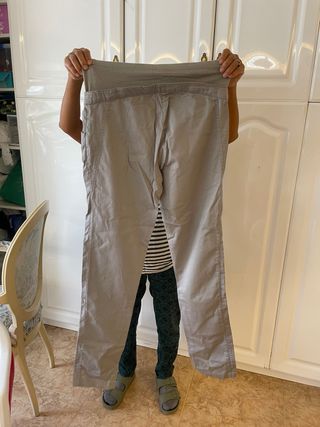 Pantalón premamá beige y verde