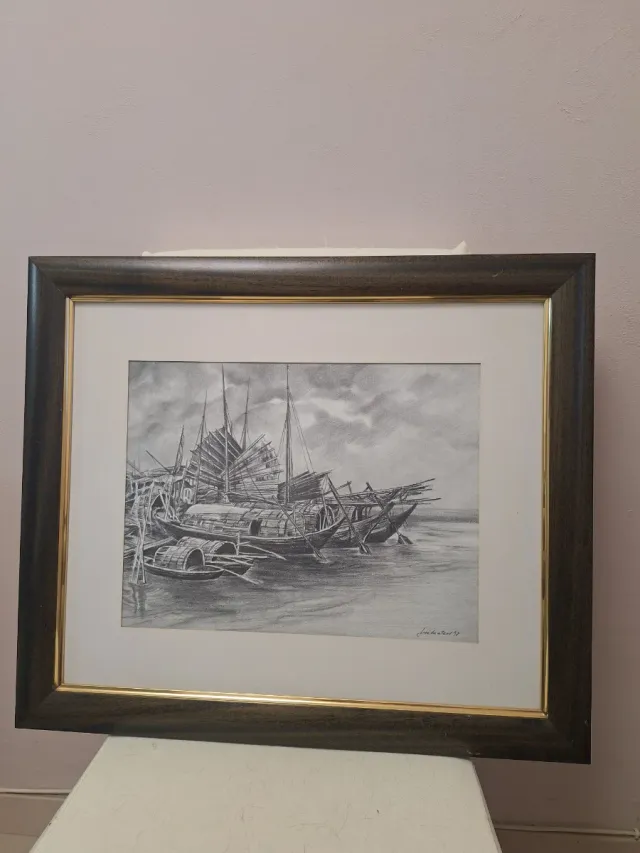 Cuadros de carboncillo Marco Madera y Dorado