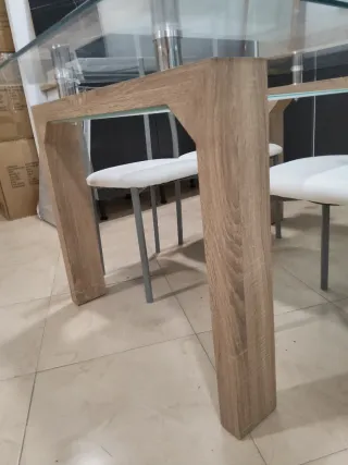 Mesa de cristal y madera Sensei