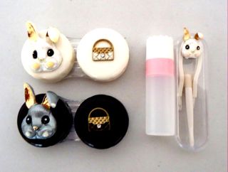 2x Estuches Kit Lentillas de Contacto 3D Bunny Bag