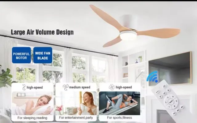 Ventilador y lampara techo con 3 palas nuevo