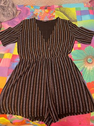 Mono corto brillos rayas Talla L