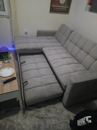 Sofá Cama Gris Tela