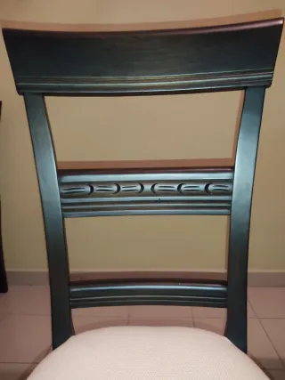 Juego de 4 Sillas Comedor Madera y Tela