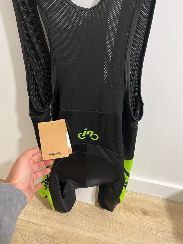 Culotte Ciclismo Inbike Negro y Verde Neón Talla L