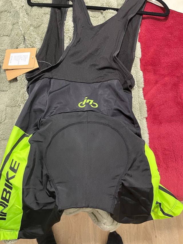 Culotte Ciclismo Inbike Negro y Verde Neón Talla L