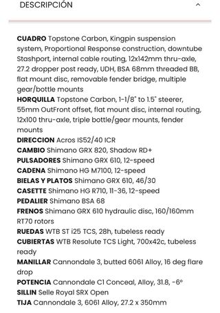 Bicicleta Gravel cannondale carbono.