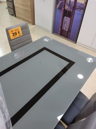 Mesa de comedor Axyss cristal y metal