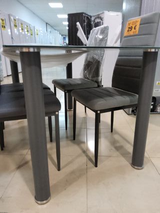 Mesa de comedor Axyss cristal y metal