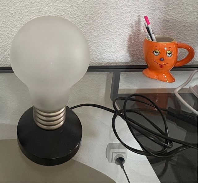 Lámpara Escritorio Bombilla Vidrio Negro