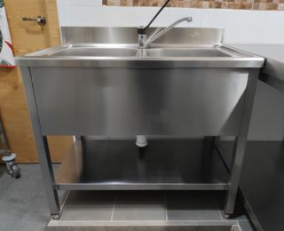 Fregadero doble inox cocina + grifo monomando.