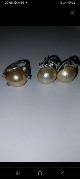Conjunto Perlas Cultivadas Beige/Dorado
