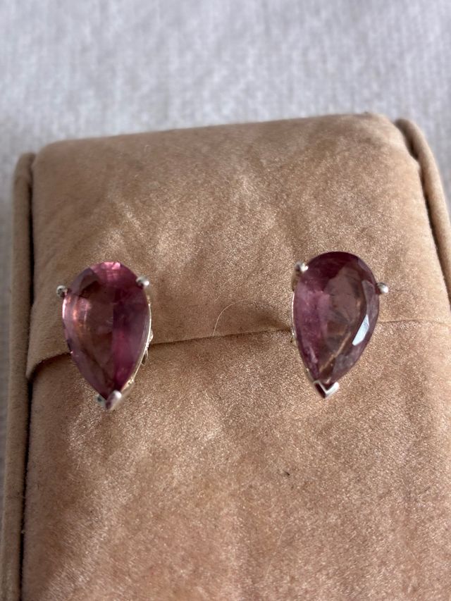 Pendientes Plata Piedra Morganita rosa