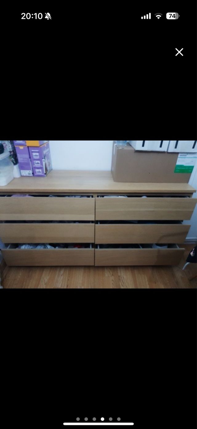 Comoda in legno con 6 cassetti