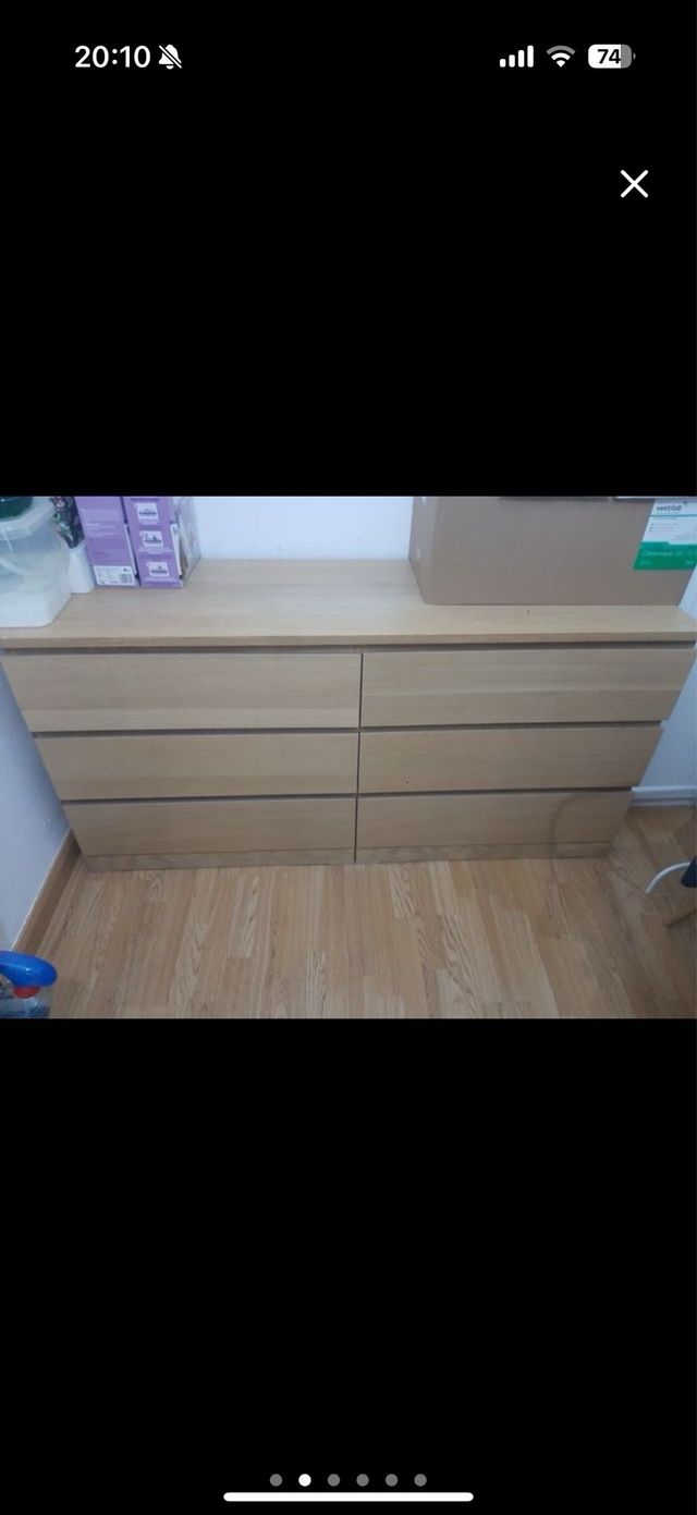 Comoda in legno con 6 cassetti