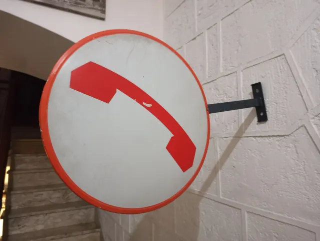 Insegna Telefonica Bifacciale con staffa Vintage