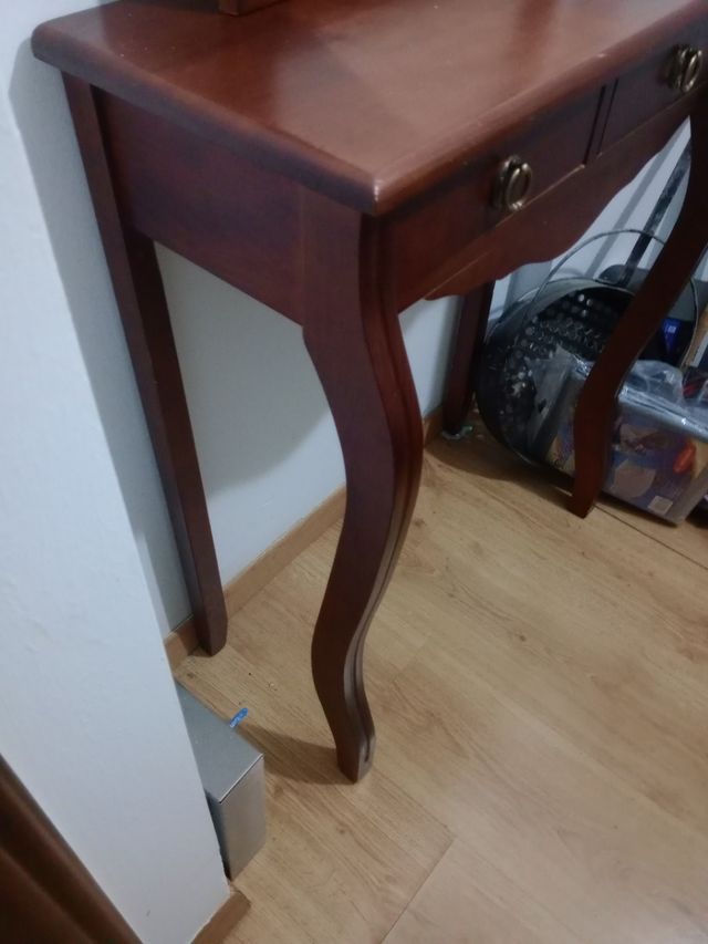 Mueble recibidor madera con espejo