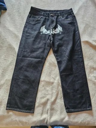 Jeans Baggy Y2K Hip Hop Horror Neri