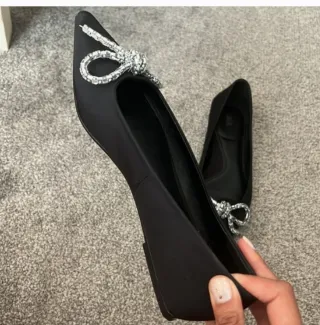 Bailarinas Zara lazo pedrería negras T38