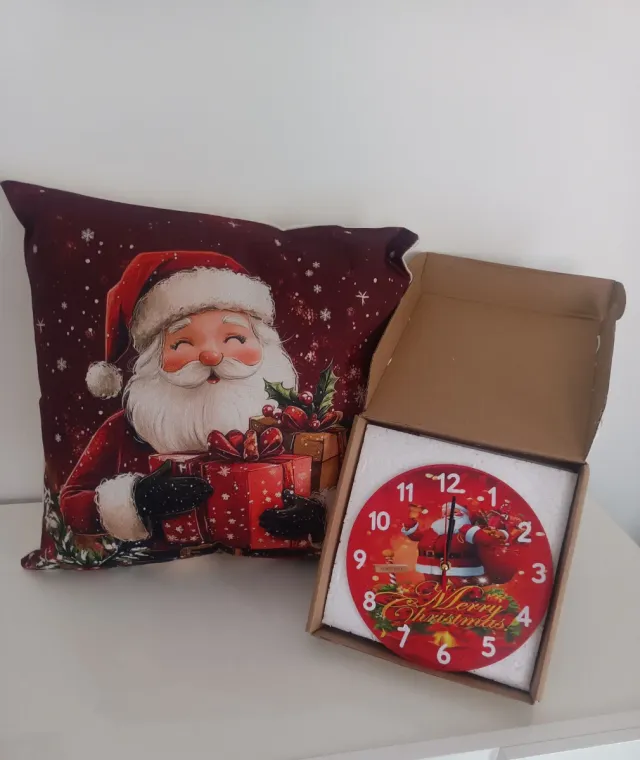 Cuscino e Orologio Natale Babbo Natale