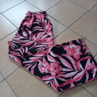 Pantaloni donna gamba larga fantasia floreale