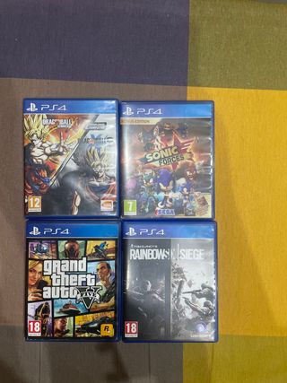 Lote 4 Juegos PS4: Dragon Ball, Sonic, GTA V, R6