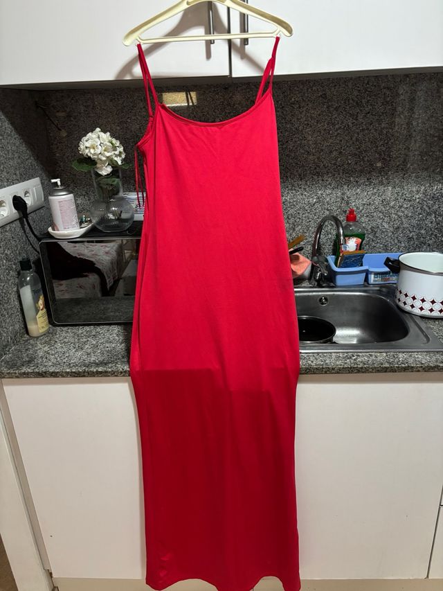 Vestido Bershka Rojo Largo