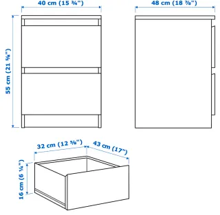Comodino Ikea Malm blu+lampada